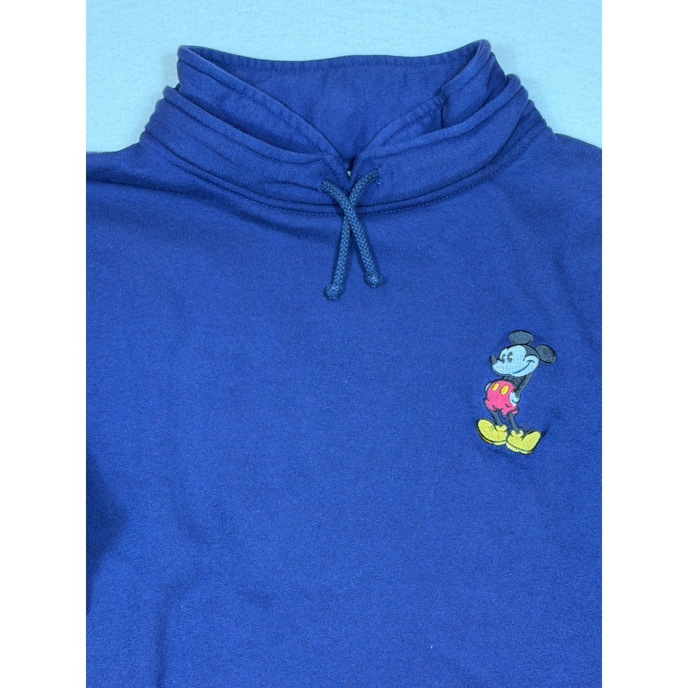 Vintage 1980s Disney Mickey Mouse Blue Mock Neck Sweatshirt Large Made in USA